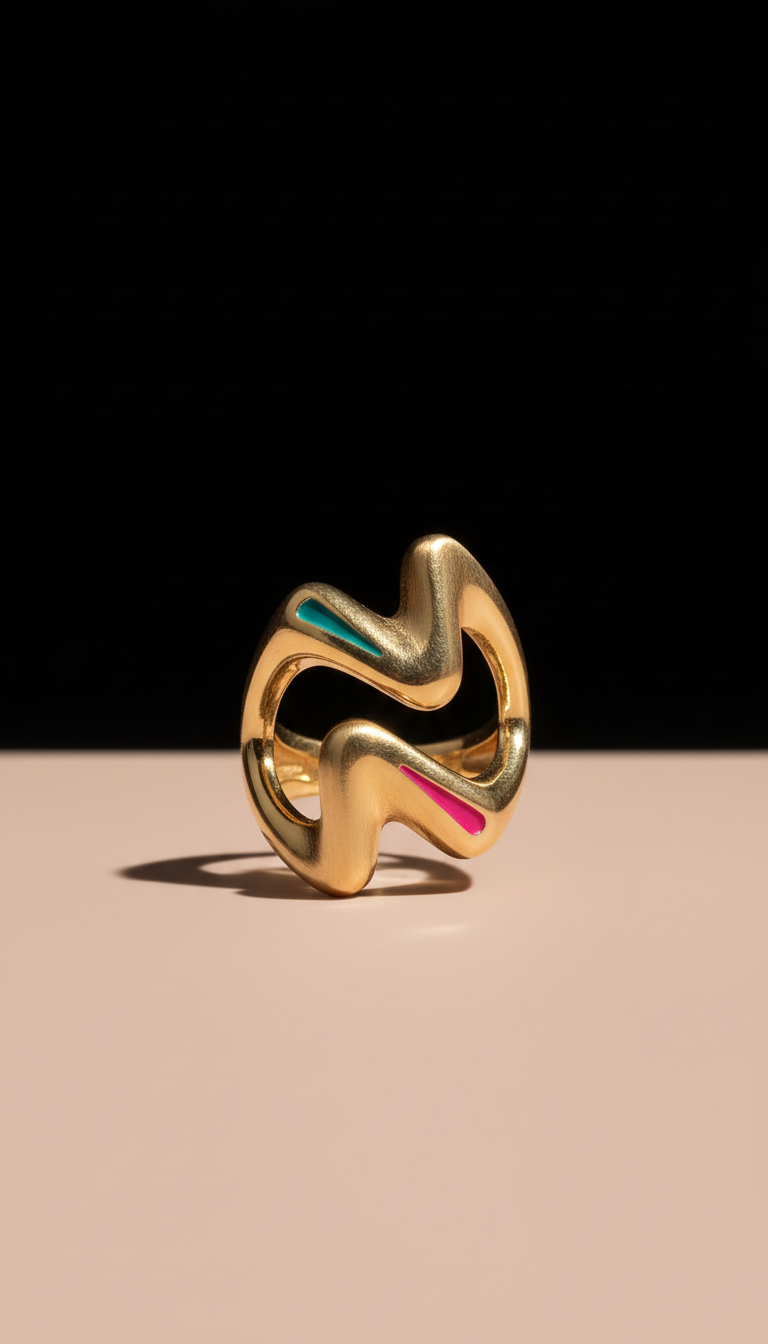 Asymmetrical Brass Statement Ring